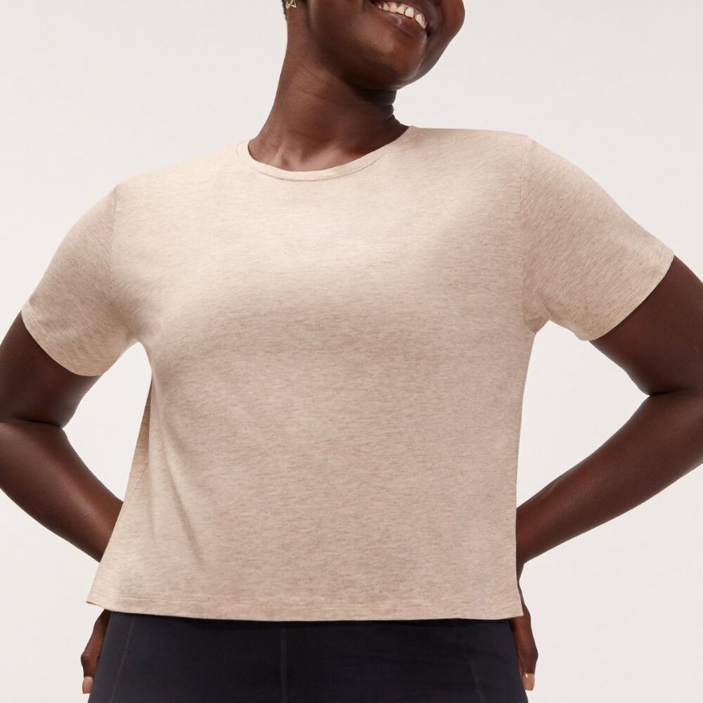 Girlfriend Collective Dune Cupro Crop T-Shirt Women M